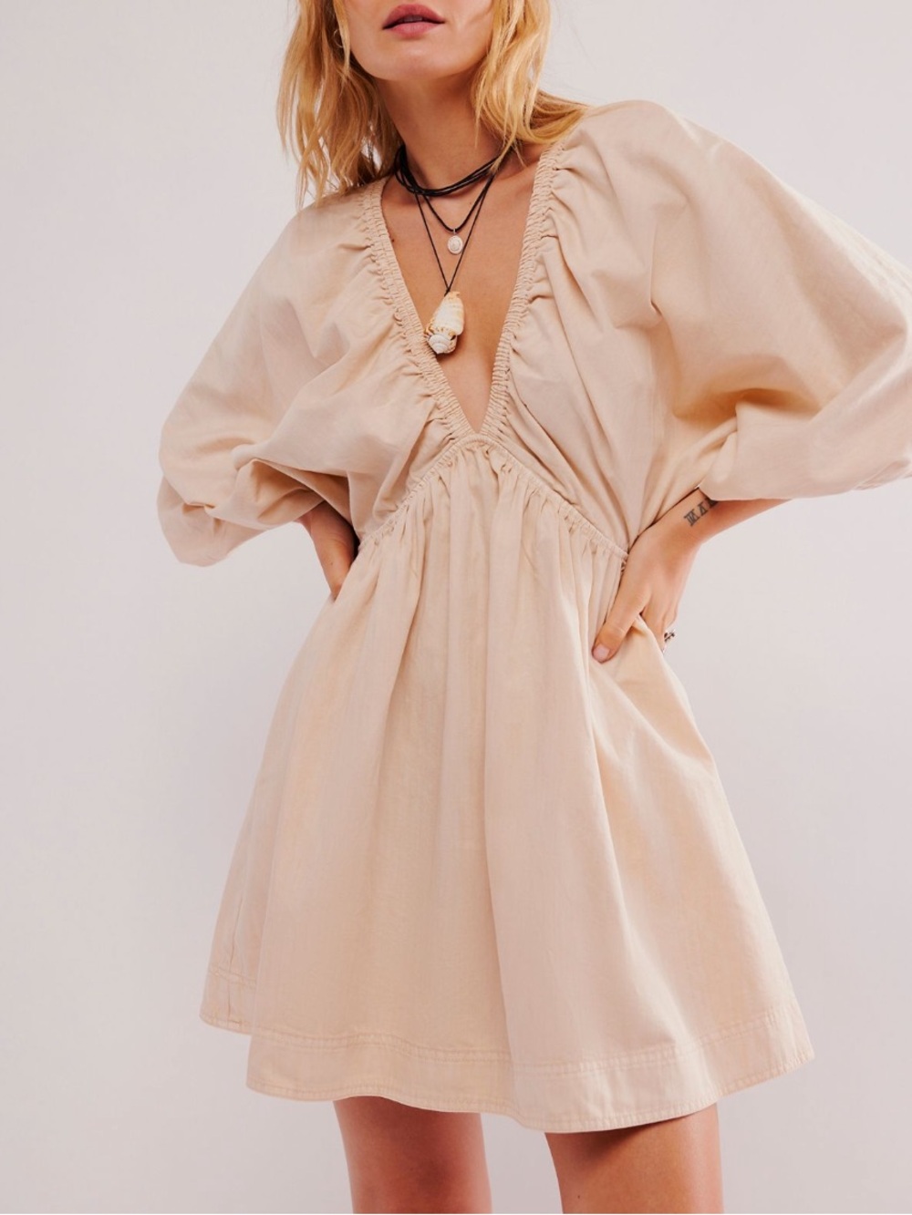 Free People - NWT Ecru Denim Mini Dress